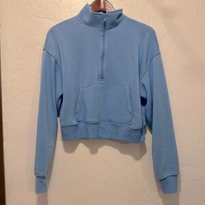 Better Together Crop Half Zip Sweatshirt New Blue Large